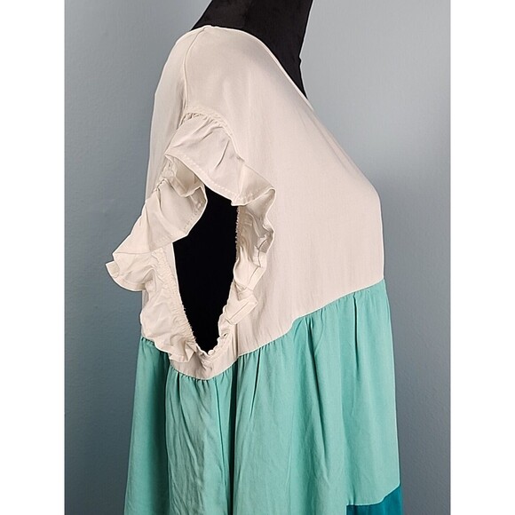 Chicsoul Womans 1X Tiered Dress Knee Length Boho Short Sleeve Empire Waist - Picture 7 of 16